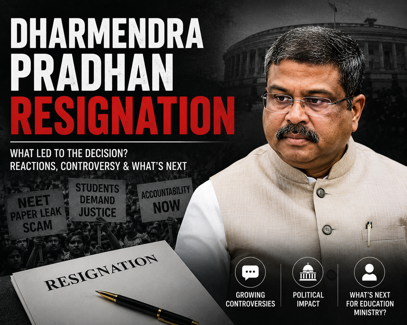 Jantar Mantar Protest LIVE: Dharmendra Pradhan Resigns as Union Education Minister Amid NEET-UG Row