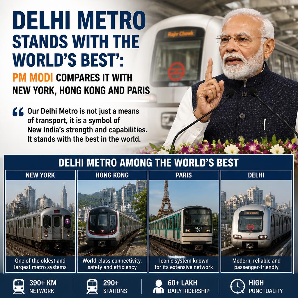‘Delhi Metro Stands With the World’s Best’: PM Modi Compares It With New York, Hong Kong and Paris